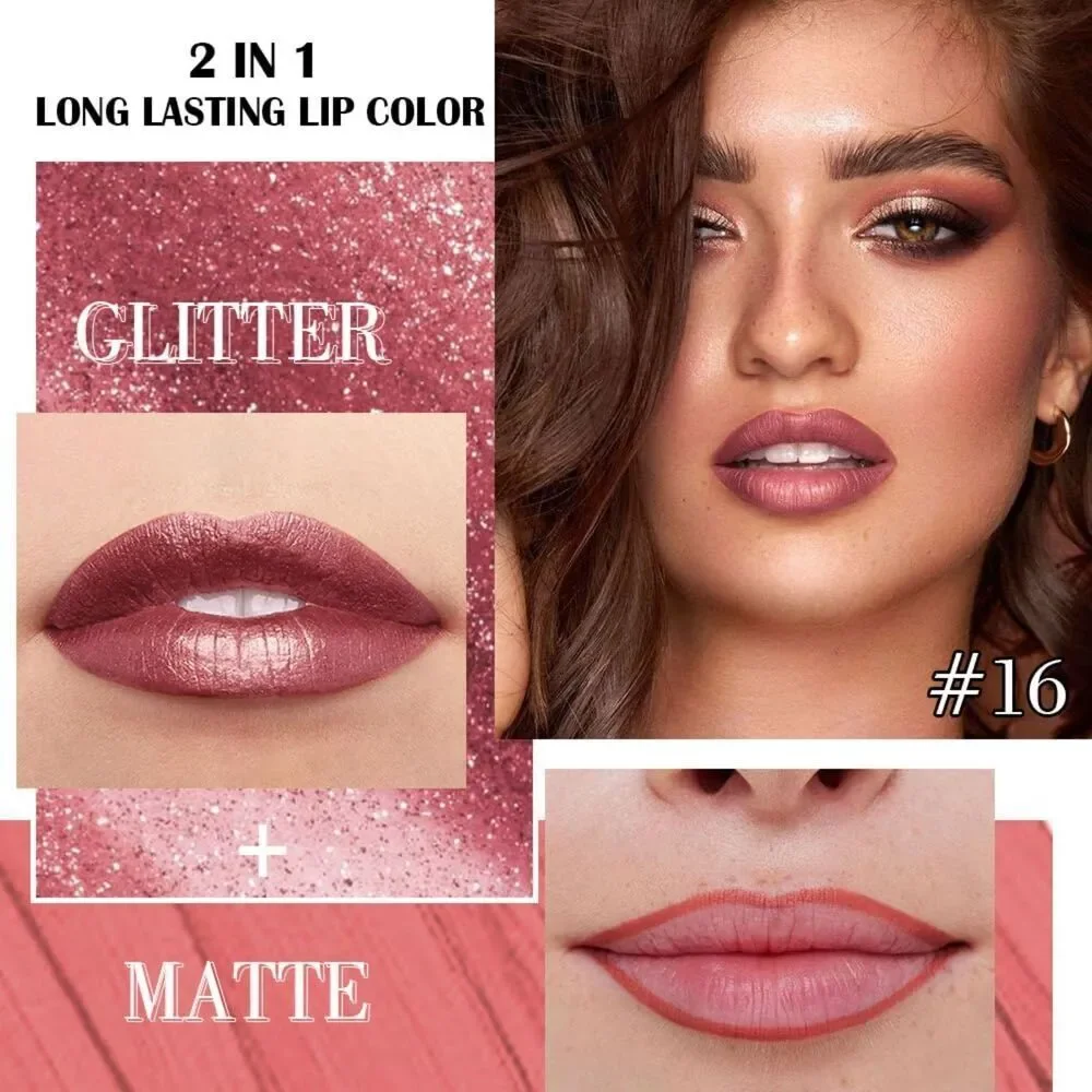Kaely 2-in-1 Mauve Shimmer Liquid Metallic Lipstick And Lip Liner Makeup